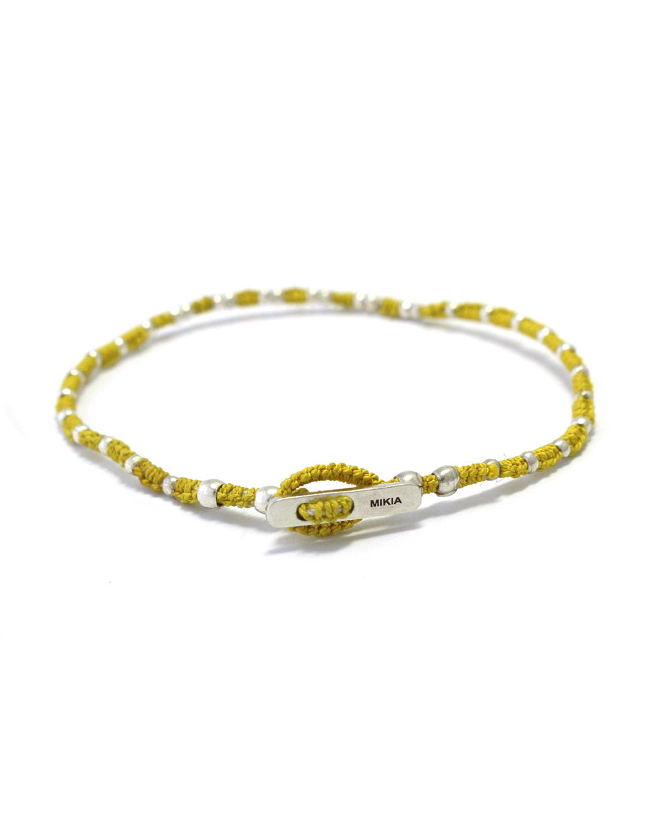 Mikia - Bracelet Small Silver Beads - Jaune