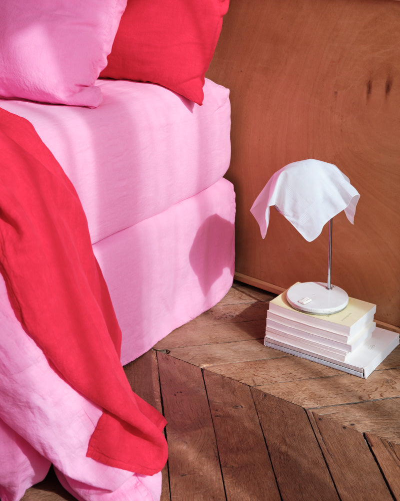 Merci - Washed linen fitted sheet - Garance Pink