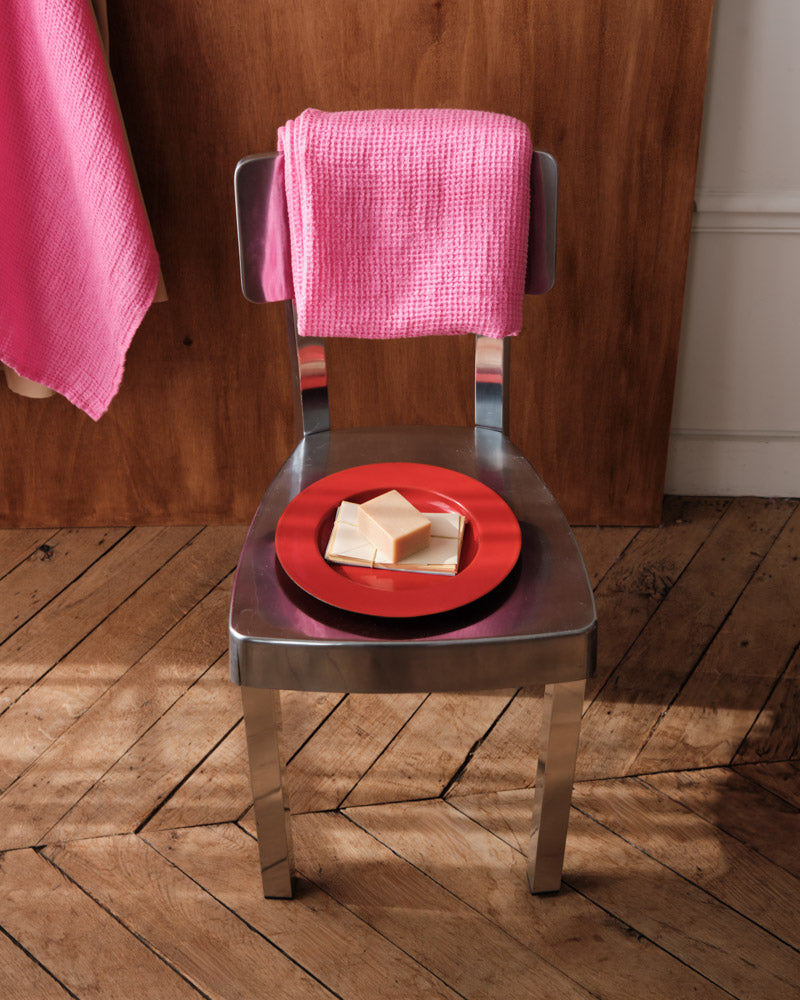 Merci - Linen bath towel - Waffle - Garance Pink