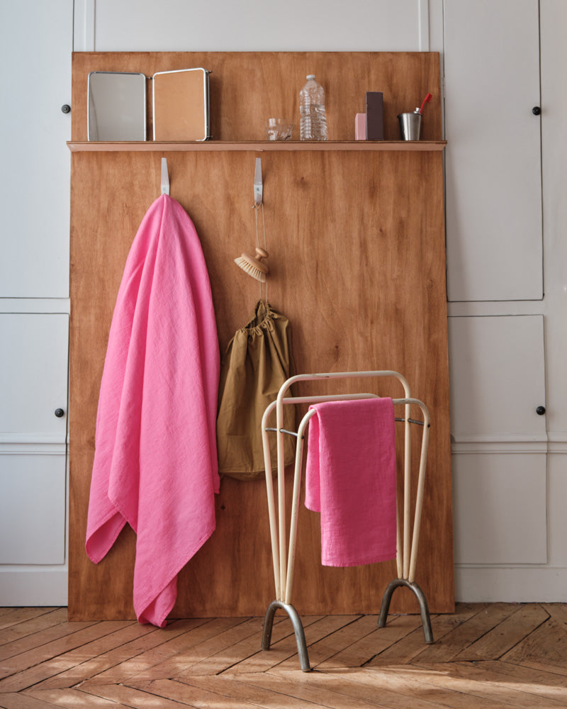 Merci - Linen bath towel - Waffle - Garance Pink
