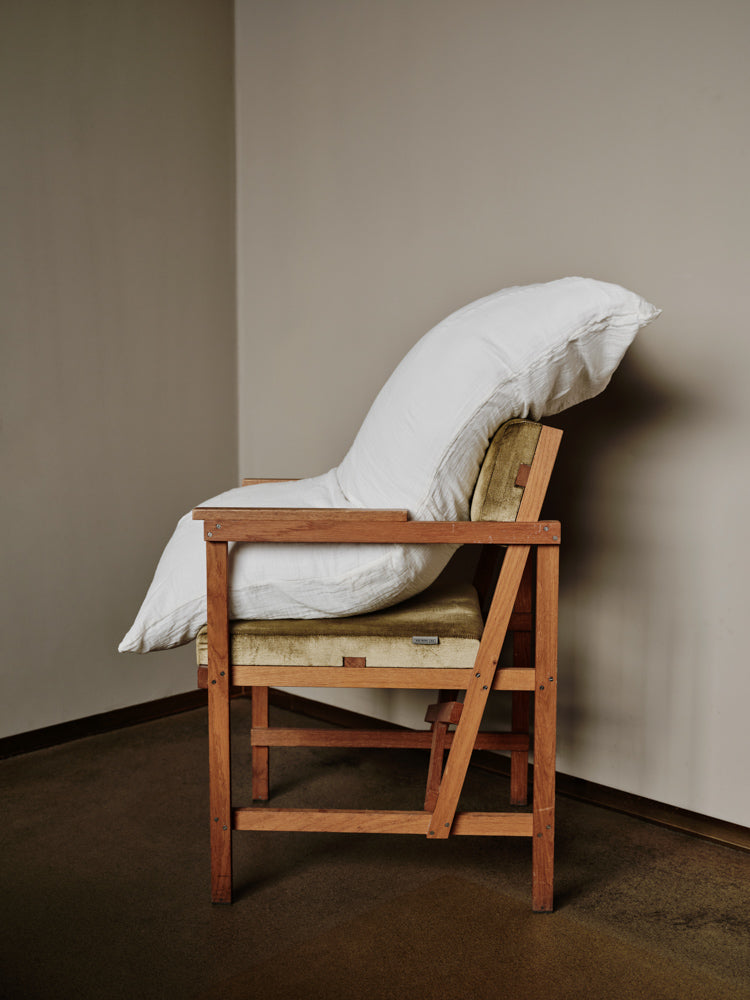 Merci - Cotton gauze rectangle cushion - Meudon White