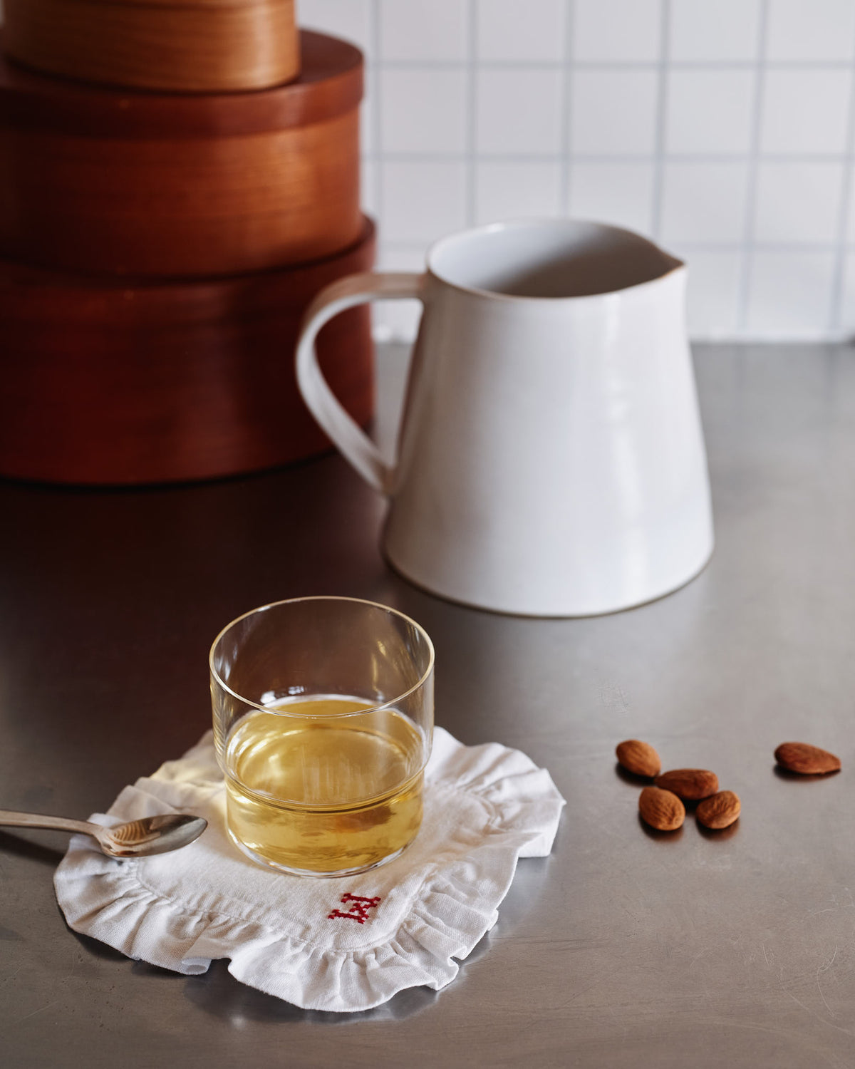 Merci - Dessous de verre en lin brodé - 01 Ruché