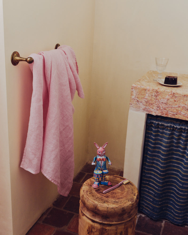 Merci - Linen bath towel - Honeycomb - Granita Pink