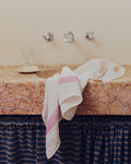 Merci - Linen bath towel - Honeycomb - Granite Pink Stripe