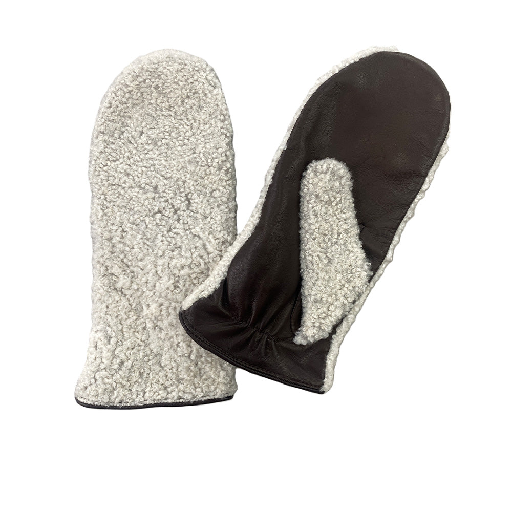 Milona - Curly Sheep Mittens - Brown