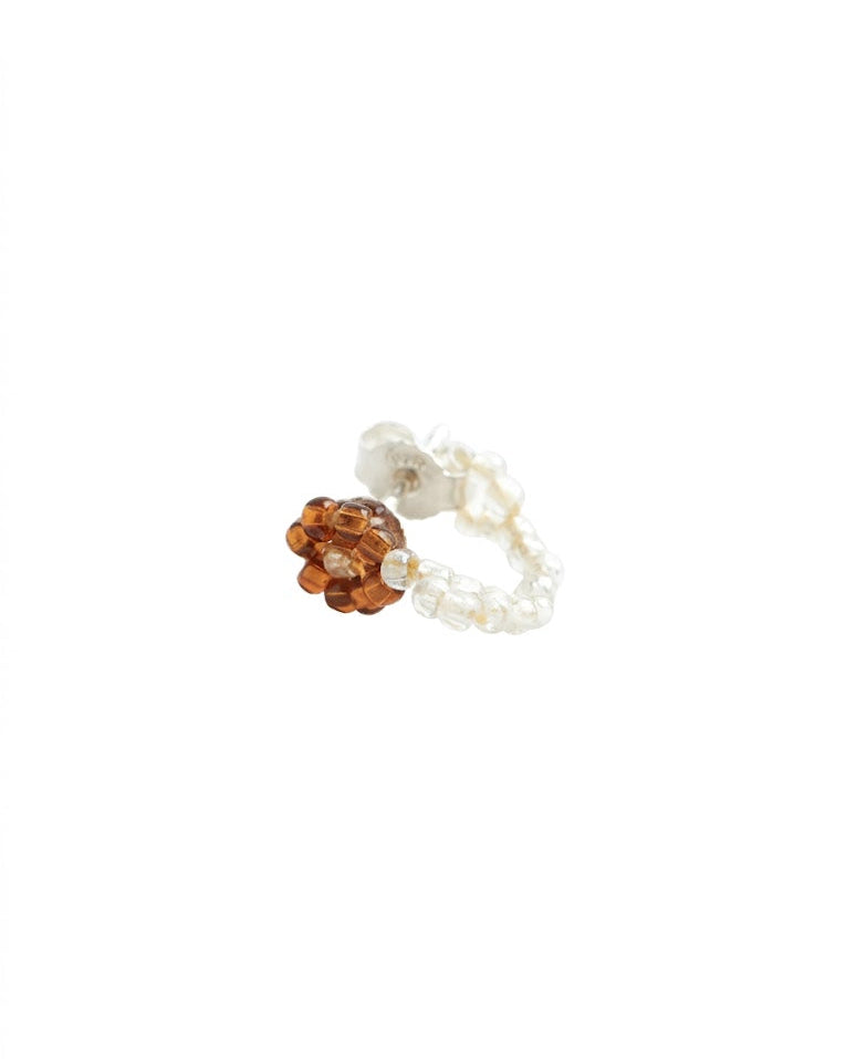 Pura Utz - Flor Huggie Earrings - Brown