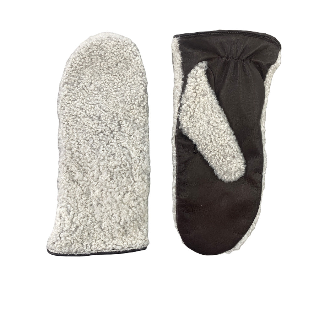 Milona - Curly Sheep Mittens - Brown