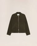 Veste Merci Paris NN.07 Petrus en daim de chèvre vert foncé avec col classique et fermeture zippée bidirectionnelle