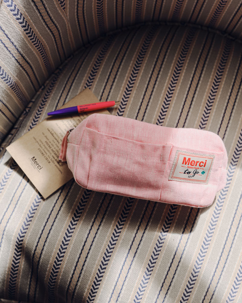 Merci - Washed linen pencil case - Granita Pink