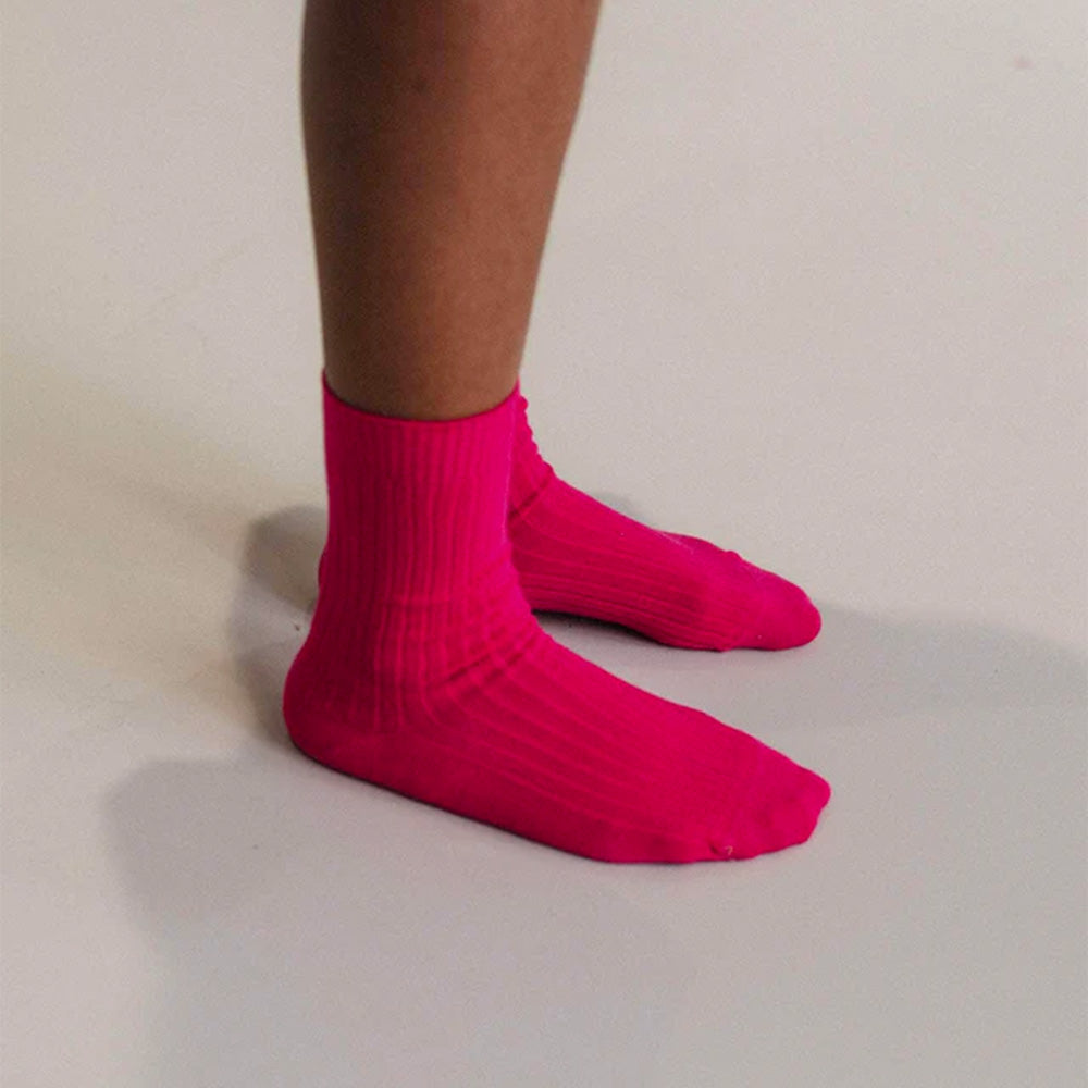 Baserange - Chaussettes Mi-Hautes Côtelées - Rose Ovid