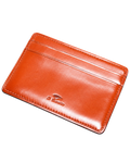 Porte-cartes slim Merci Paris Il Bussetto en cuir orange à tannage végétal avec deux fentes pour cartes