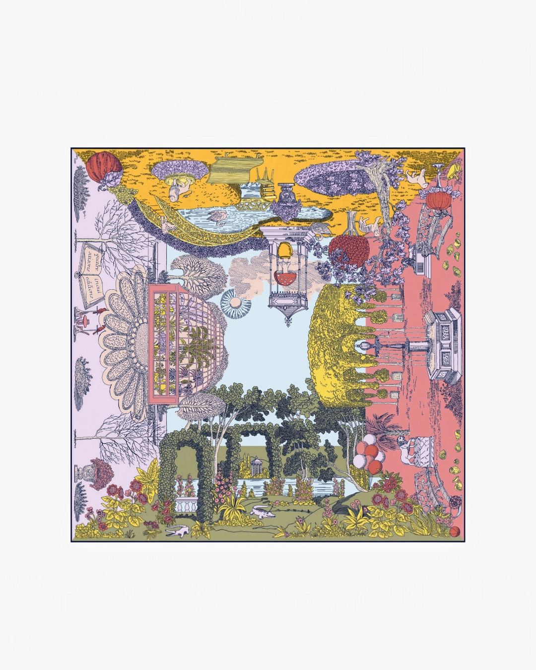 Carré Inoui Editions Quatre Saisons en mélange de soie et modal aux illustrations colorées et poétiques sur fond pastel