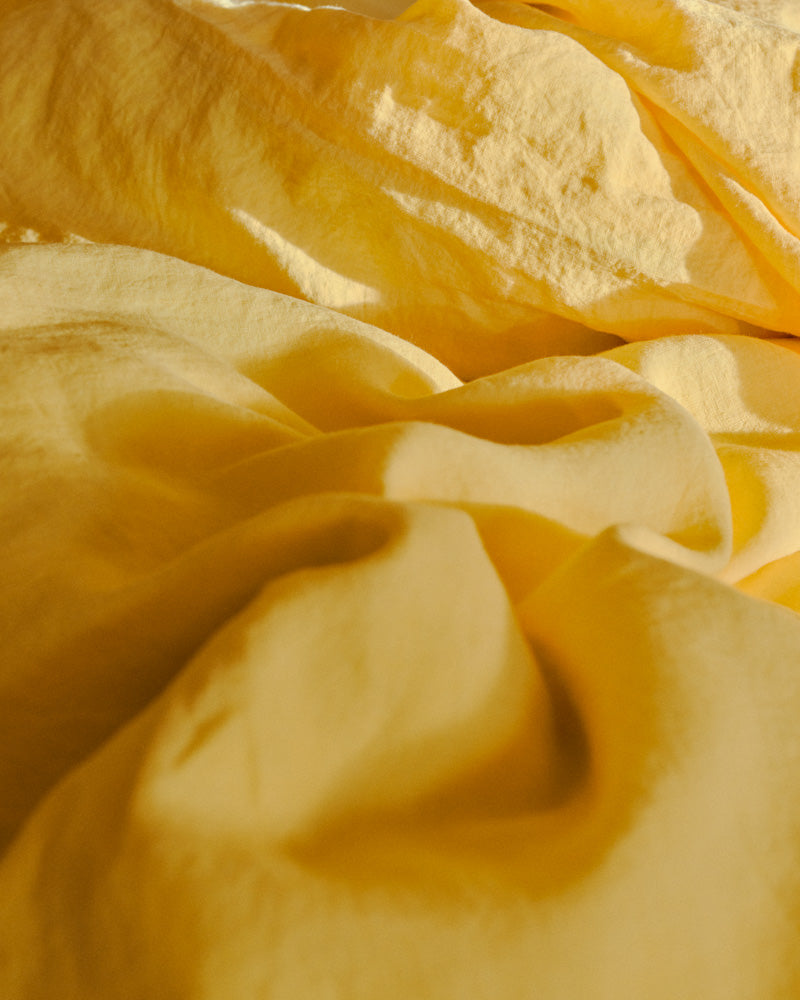 Merci - Housse De Couette En Lin Lavé - Jaune Citronnade