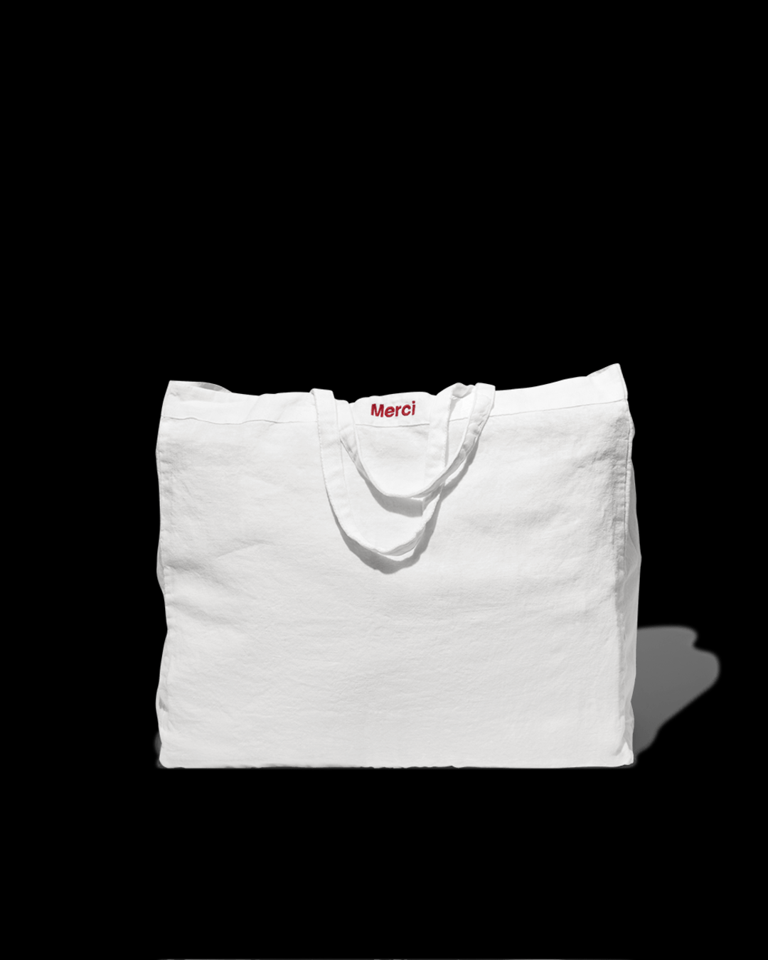 Merci - Washed linen Merci shopping bag - Optical White