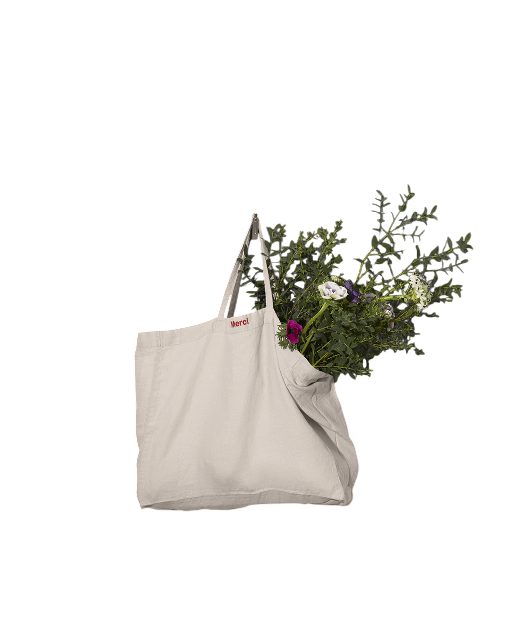 Merci - Washed linen Merci shopping bag - Stone