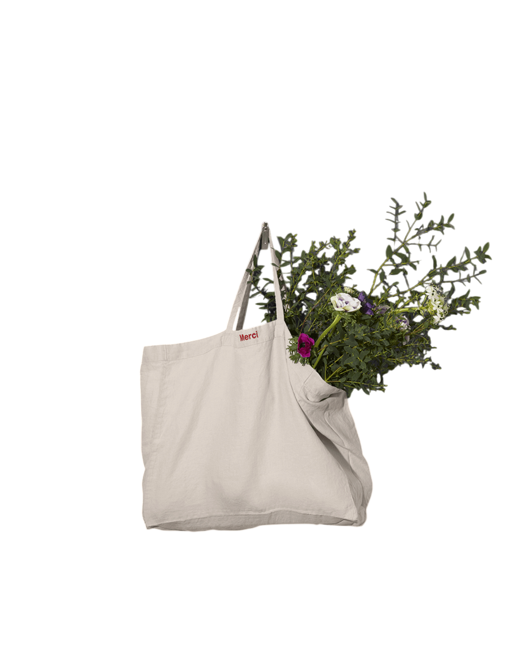 Merci - Washed linen Merci shopping bag - Stone
