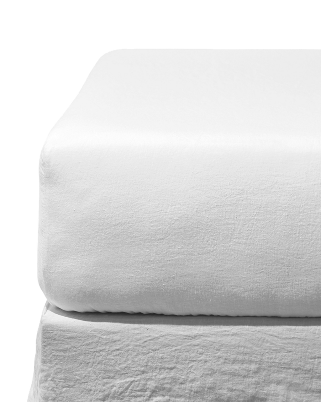 Merci - Washed linen fitted sheet - Optical White