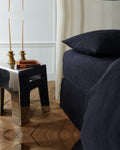 Merci - Washed linen fitted sheet - Ink Blue