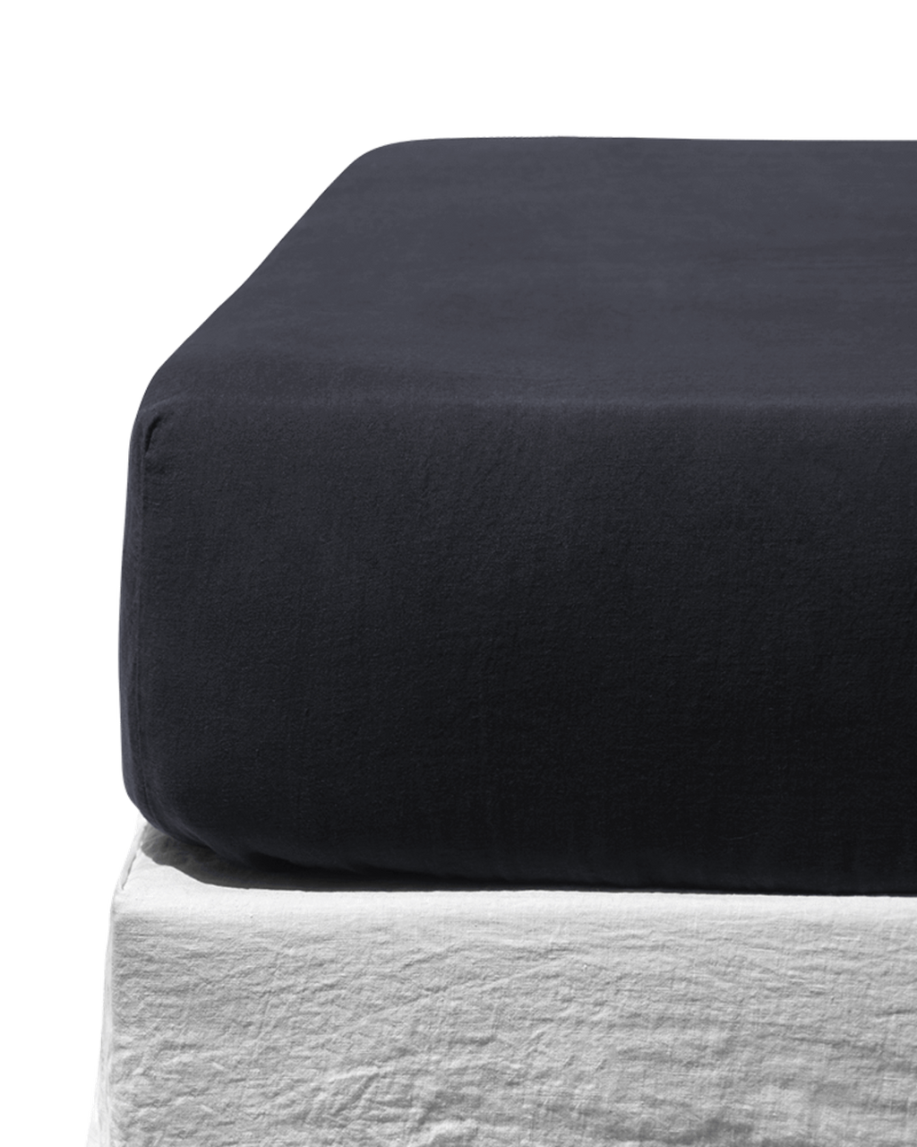 Merci - Washed linen fitted sheet - Ink Blue