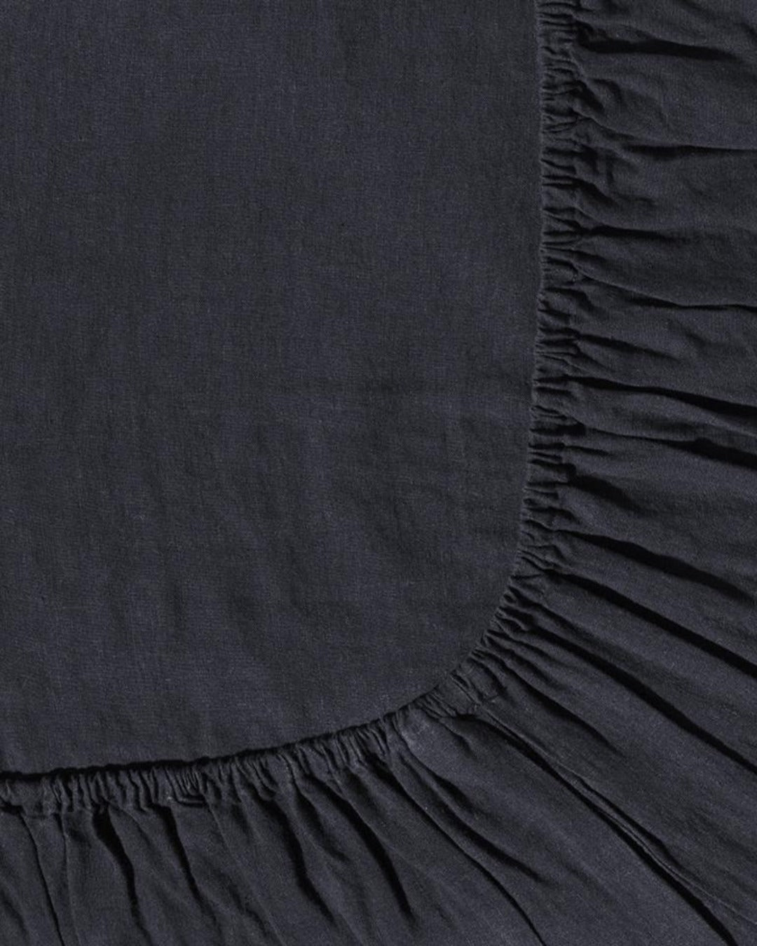 Merci - Washed linen fitted sheet - Ink Blue