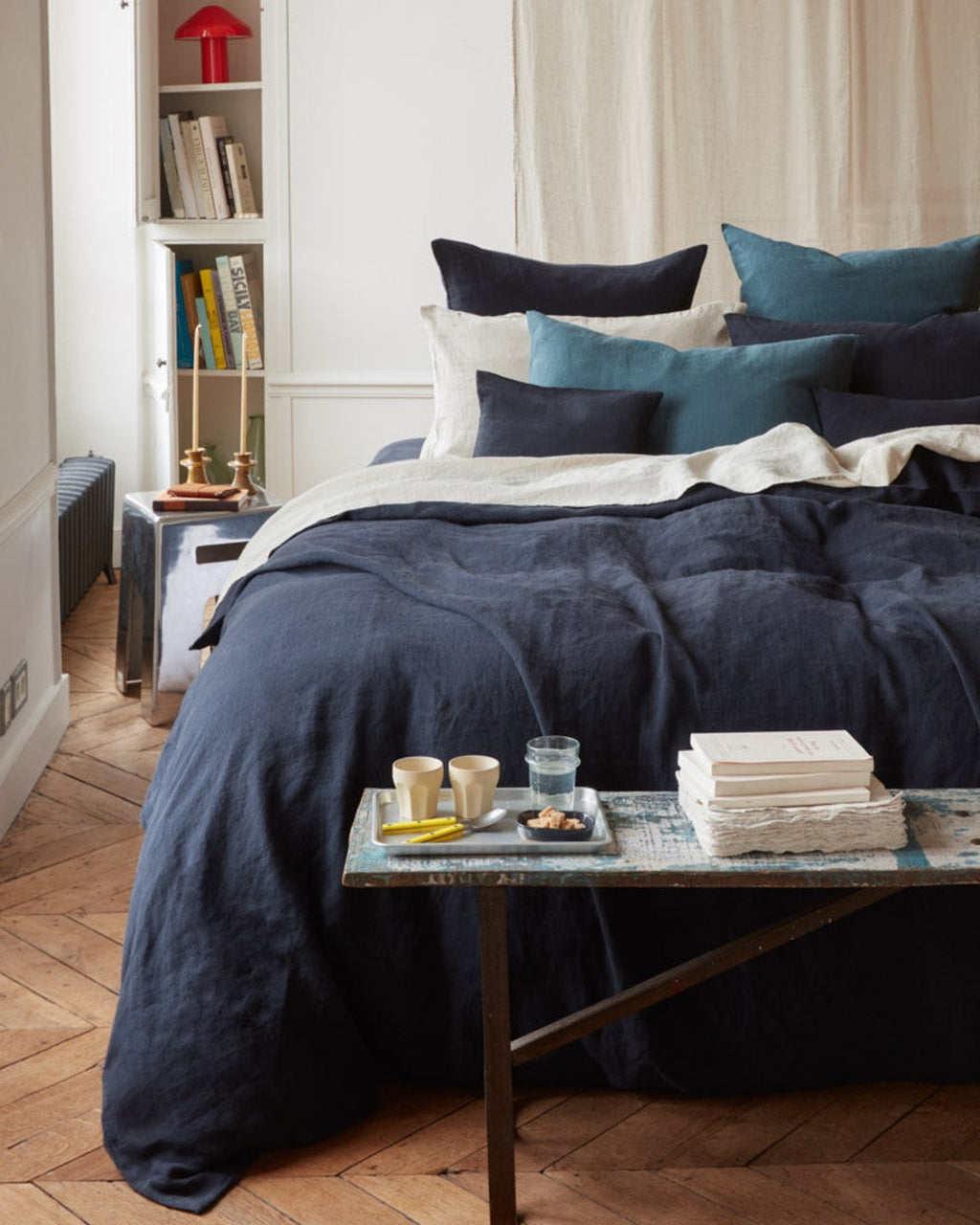 Merci - Housse De Couette En Lin Lavé - Bleu Encre