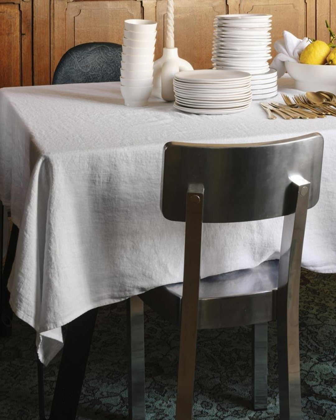 Merci - Washed linen tablecloth - Optical White