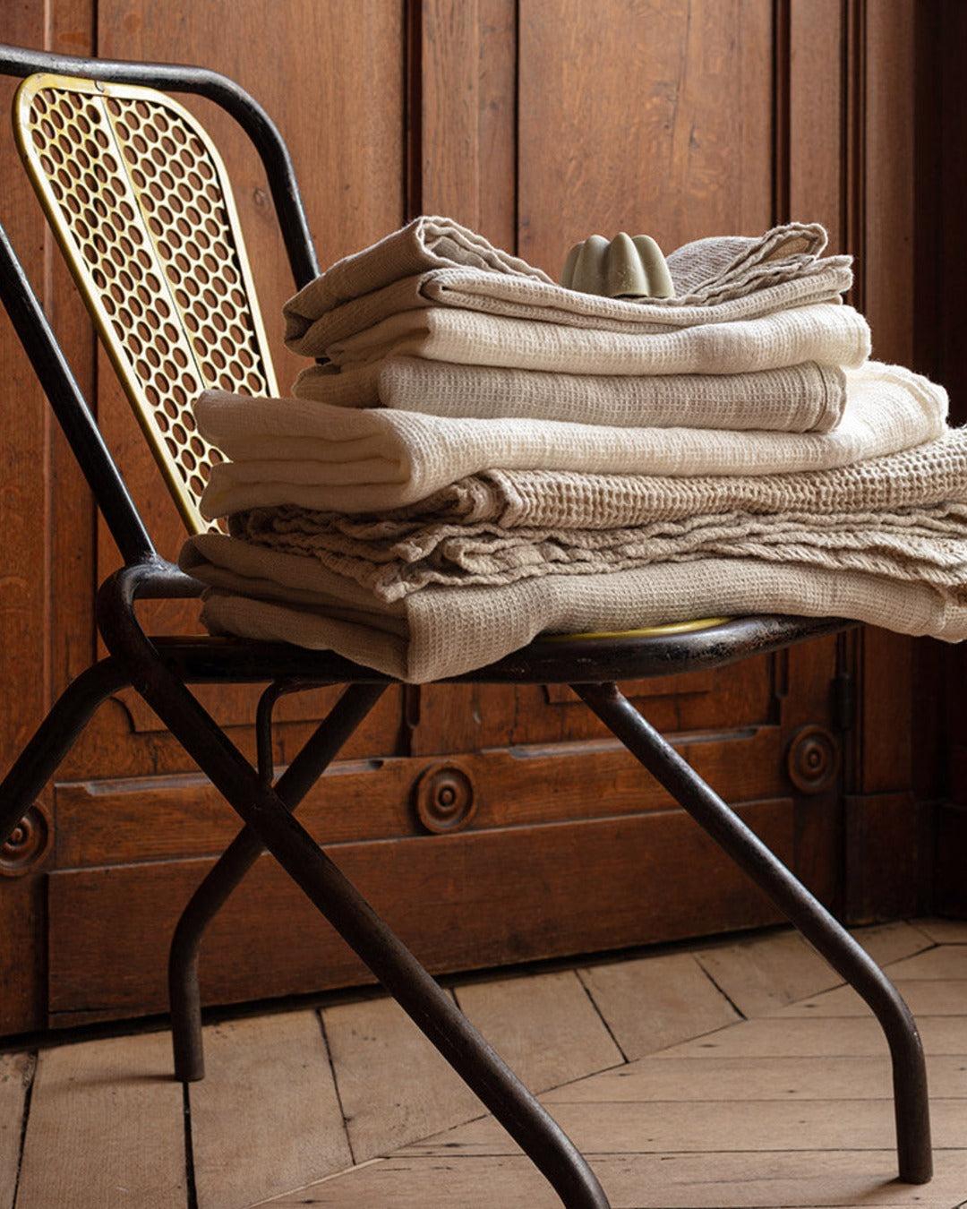 Merci - Linen bath towel - Honeycomb - Stone