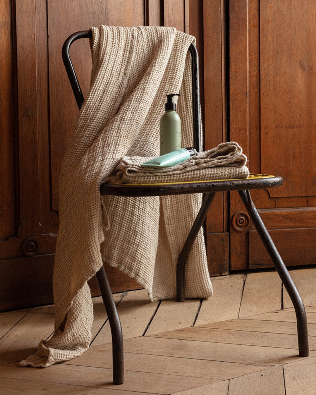 Merci - Linen bath towel - Waffle - Stone