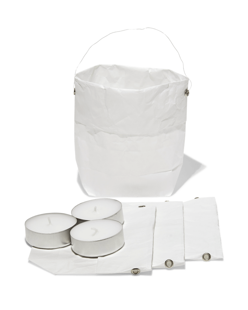 Merci - Set of 4 Paper Lanterns - White & Silver