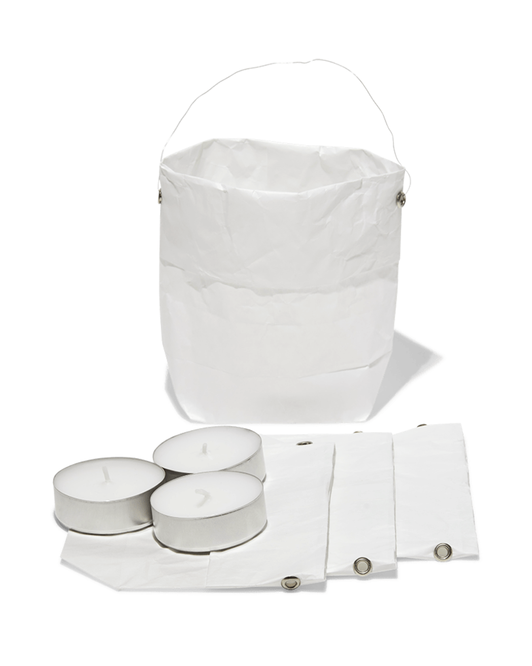 Merci - Set of 4 Paper Lanterns - White & Silver