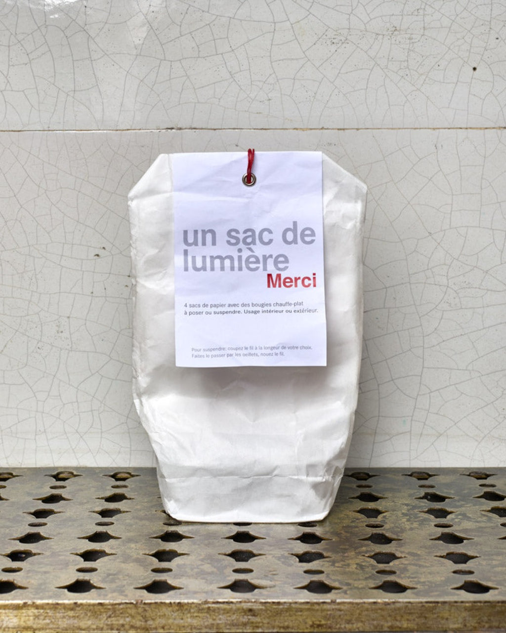 Merci - Set of 4 Paper Lanterns - White & Silver