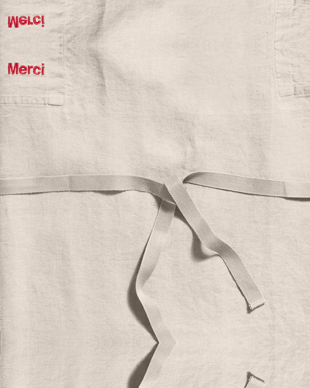 Merci - Washed linen apron - Stone