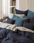 Merci - Washed linen pillowcase - Ink Blue