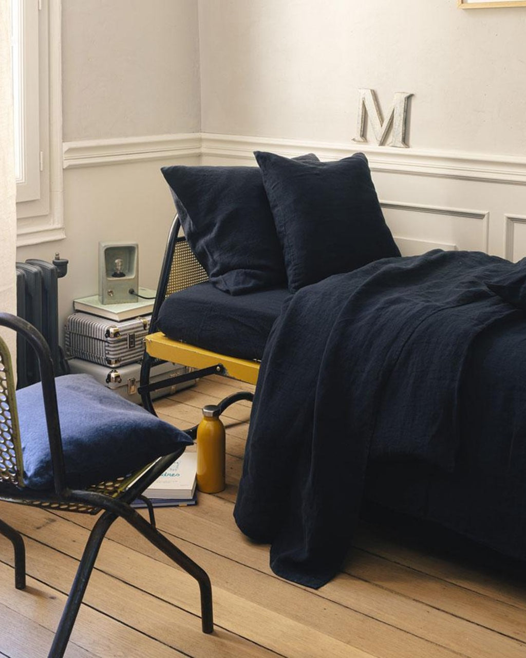 Merci - Washed linen pillowcase - Ink Blue
