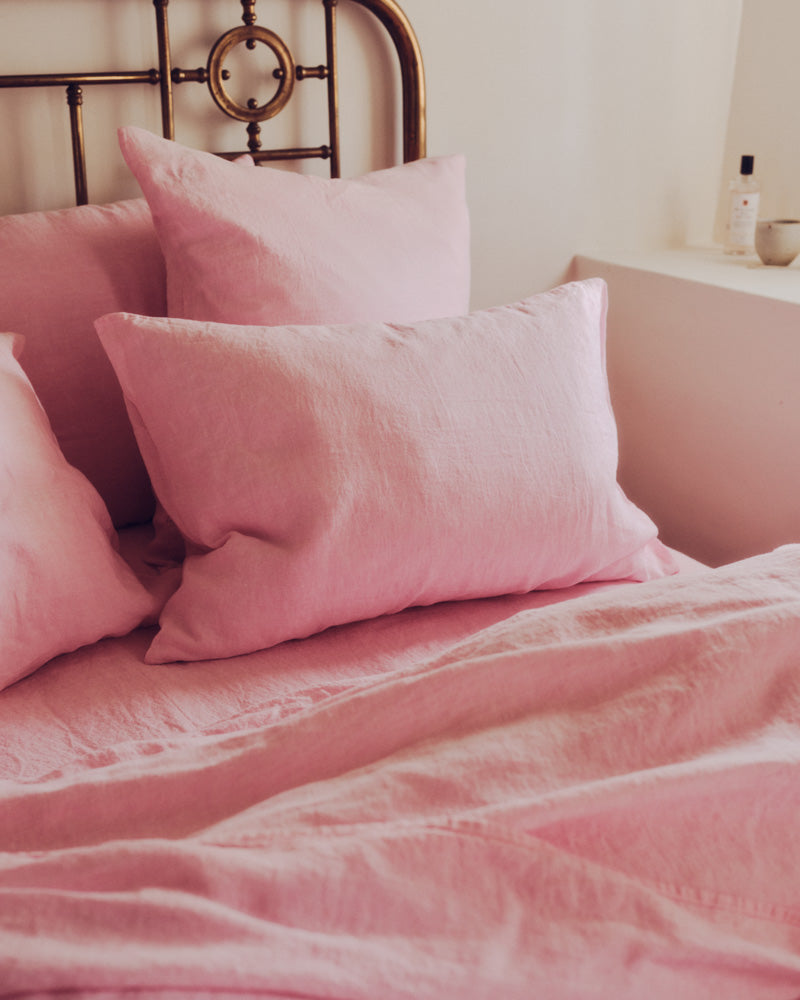 Merci - Washed linen pillowcase - Granita Pink