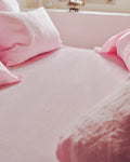 Merci - Washed linen fitted sheet - Granita Pink