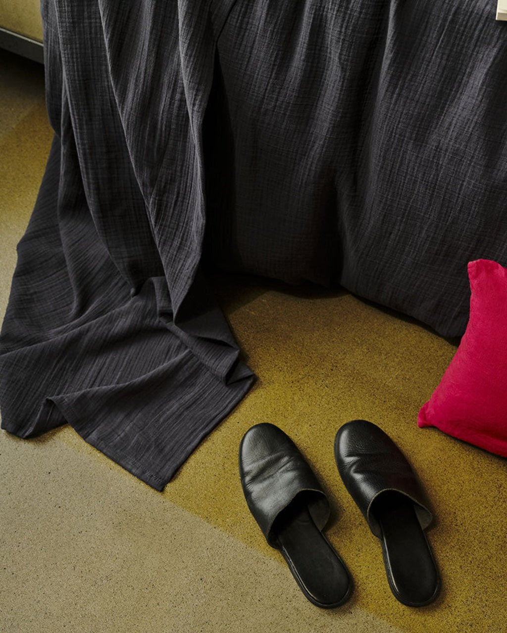 Merci - Cotton gauze flat sheet - Charcoal Grey