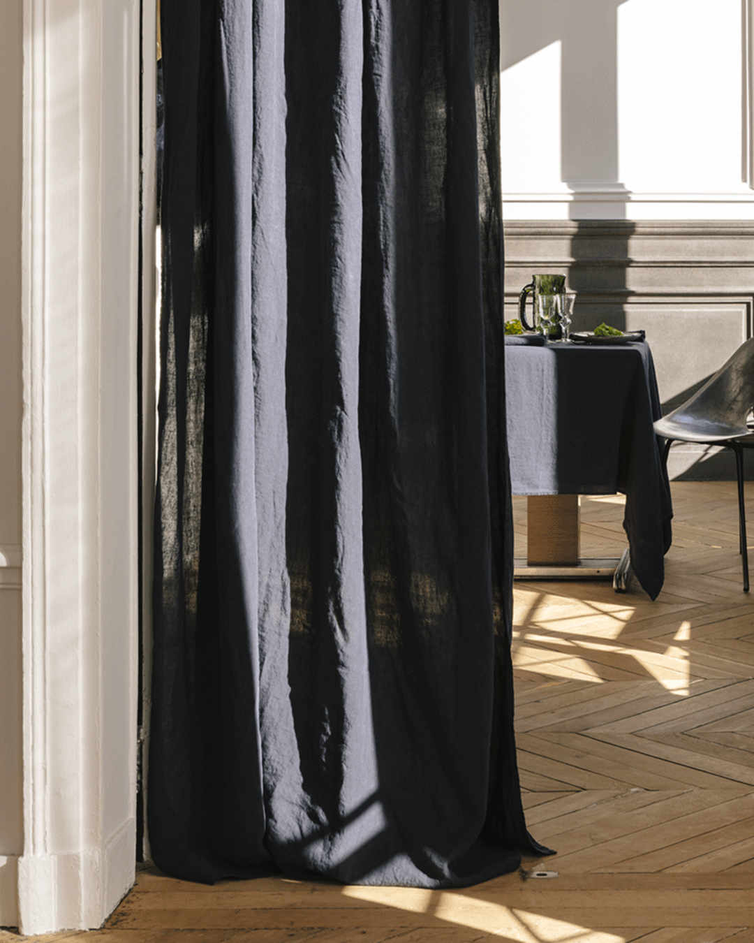 Merci - Washed linen curtain - Ink Blue