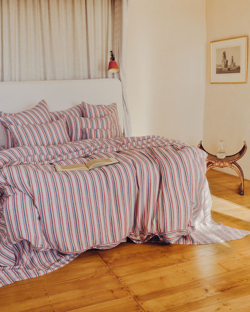 Merci - Housse De Couette En Lin Lavé - Rayures Parasol
