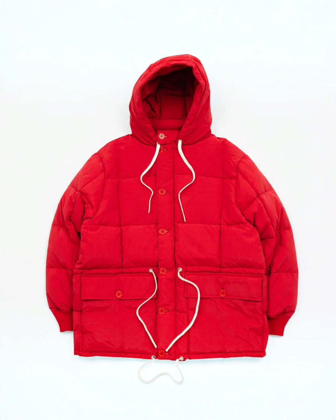 Parka Arctic rouge Merci Paris Big Rock Candy en nylon avec capuche, cordon de serrage et boutons piolet