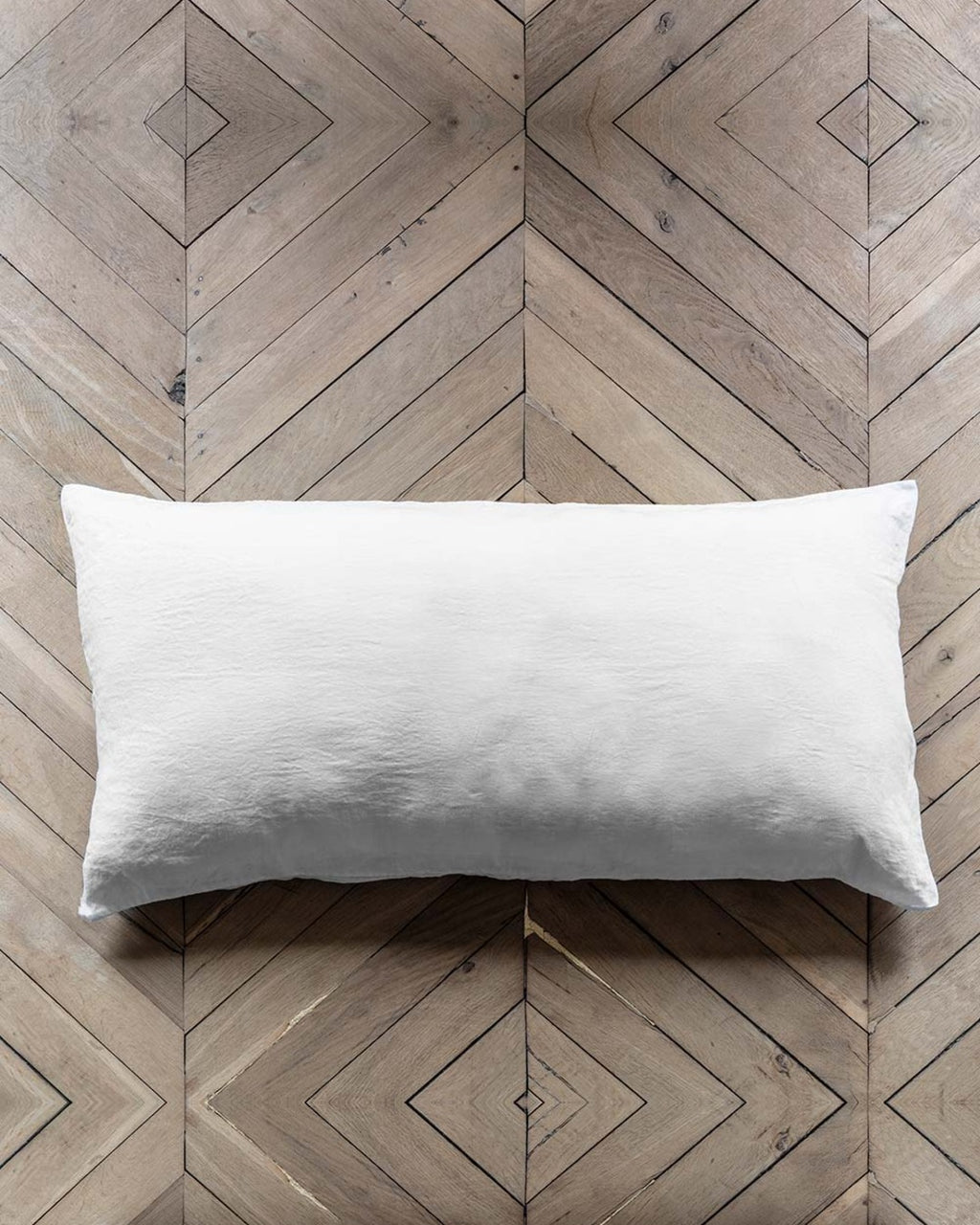 Merci - Coussin Rectangle En Lin Lavé - Blanc Optique