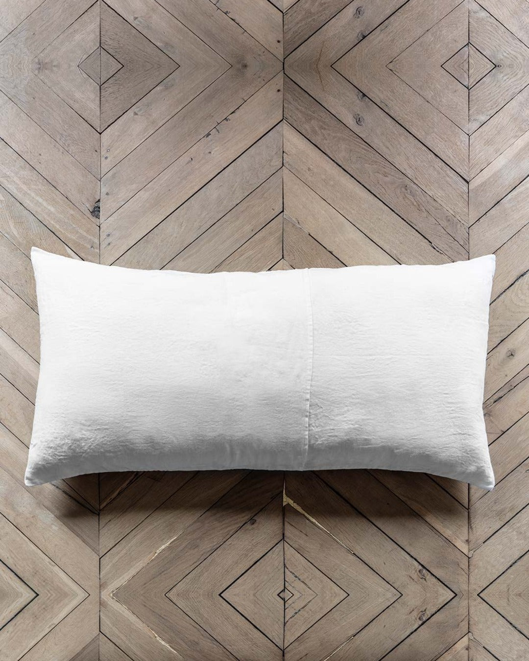 Merci - Coussin Rectangle En Lin Lavé - Blanc Optique