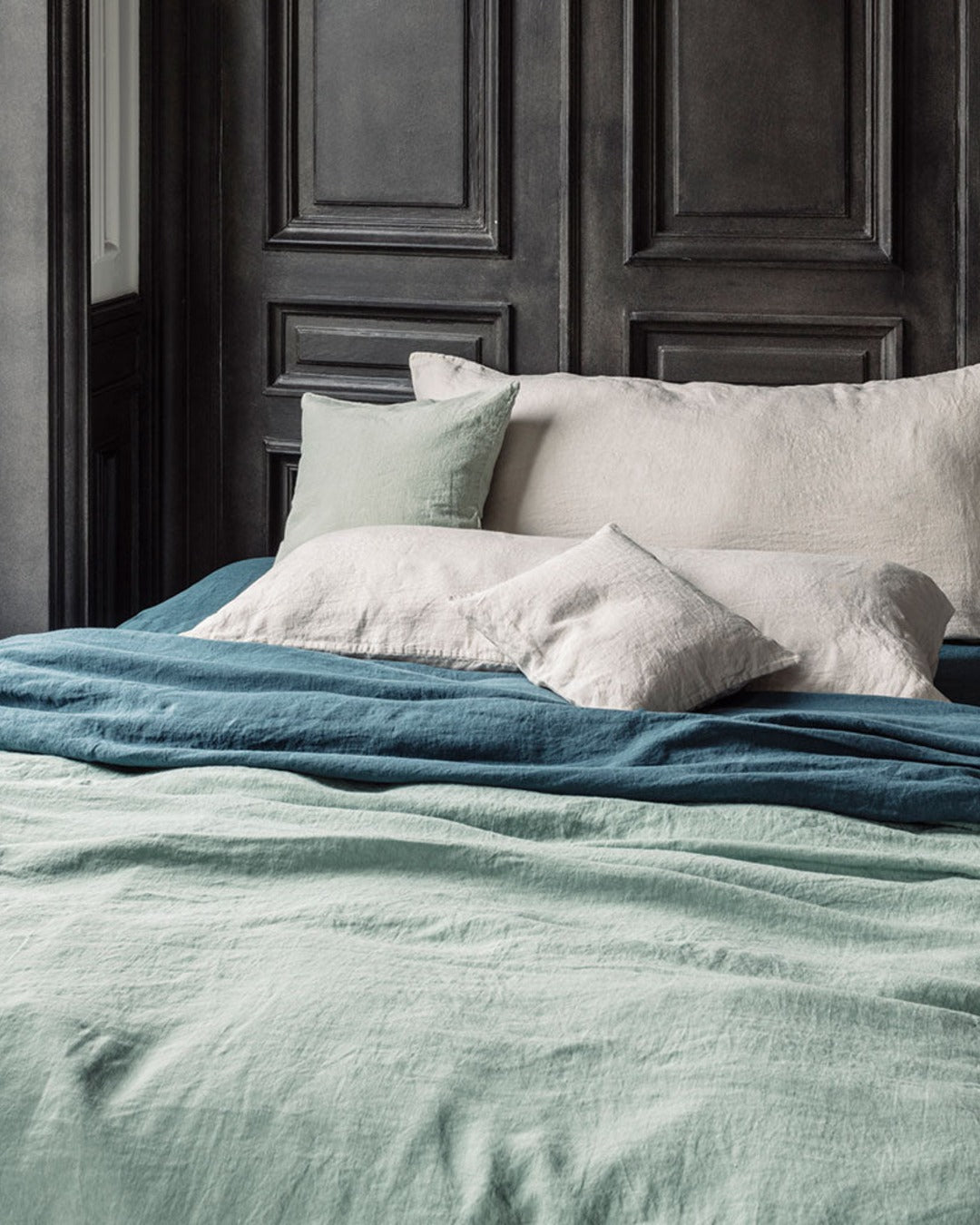 Merci - Rectangular cushion in washed linen - Stone