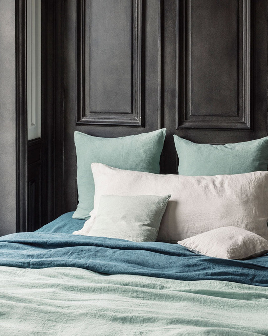 Merci - Rectangular cushion in washed linen - Stone