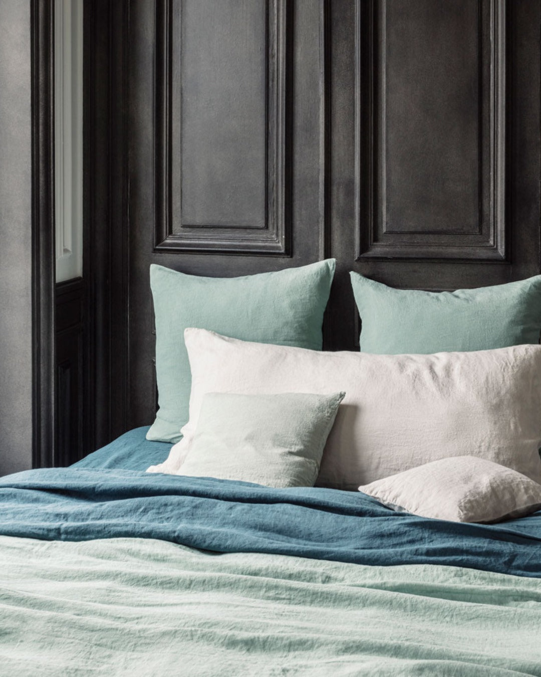 Merci - Rectangular cushion in washed linen - Stone