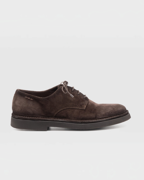 Derbies Merci Paris Alexander Hotto pour femme en daim moka avec lacets et semelle en caoutchouc souple