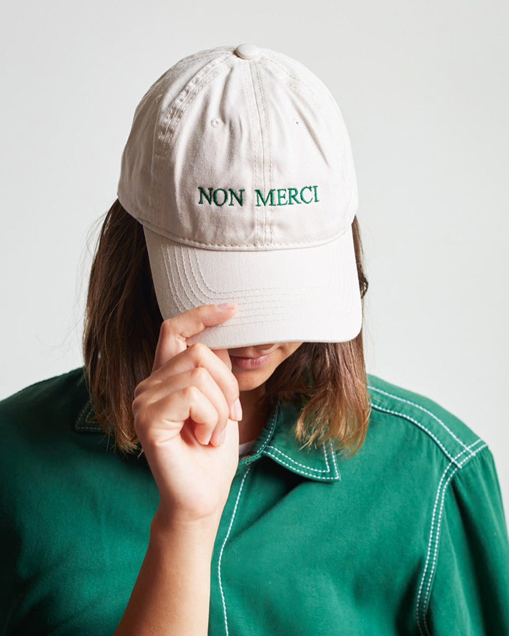 Merci - Casquette Brodée Non Merci - Écru
