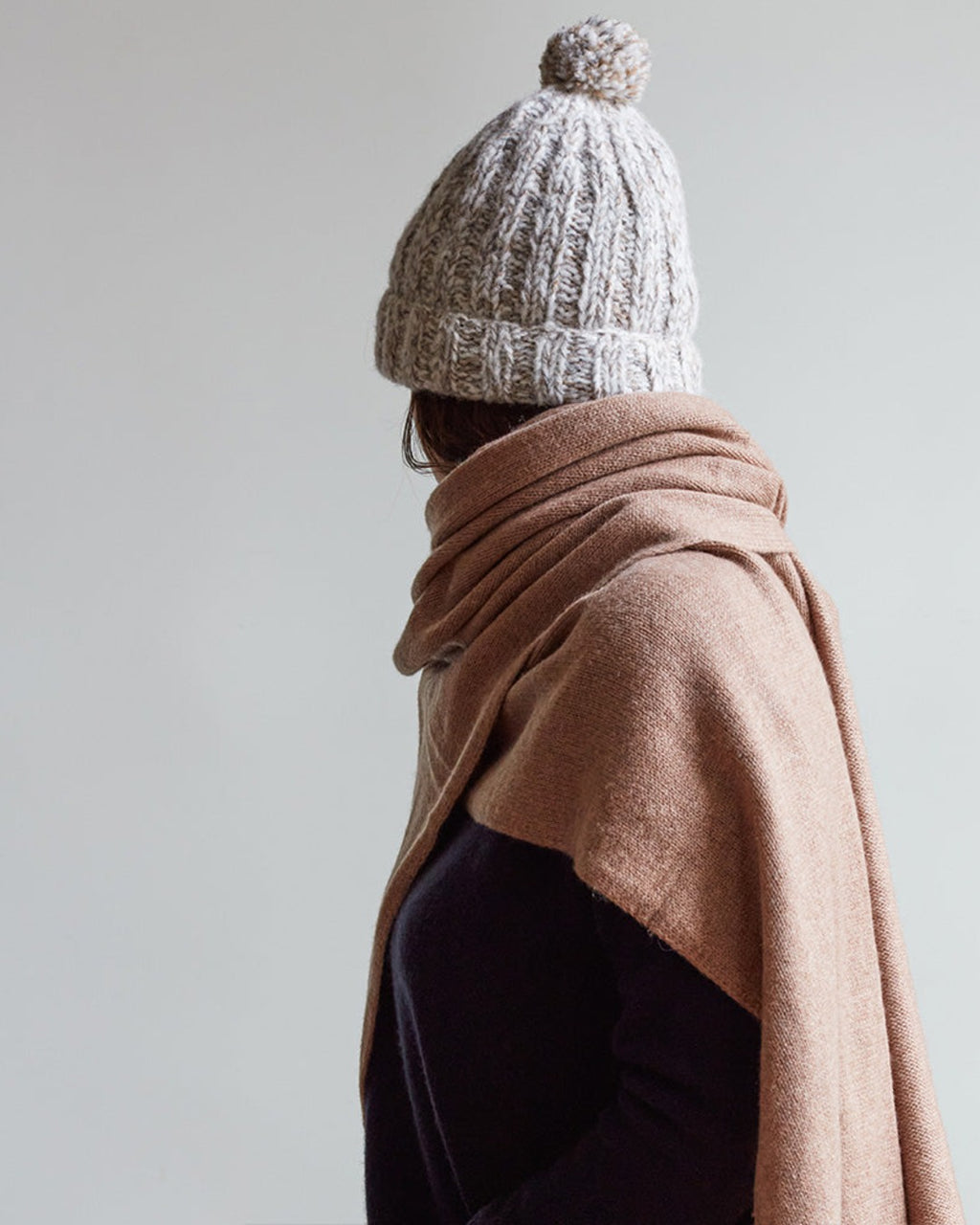 Merci - Bonnet En Laine- Blanc Cassé & Camel
