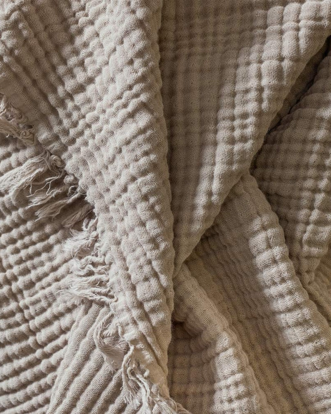 Merci - Cotton gauze plaid - Beige Quai de Seine