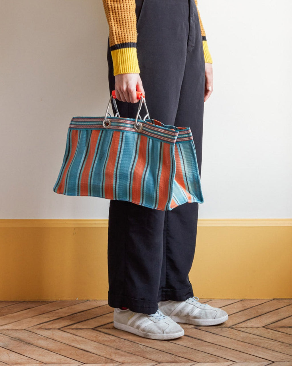 Puebco - Rectangular basket - Orange & Blue